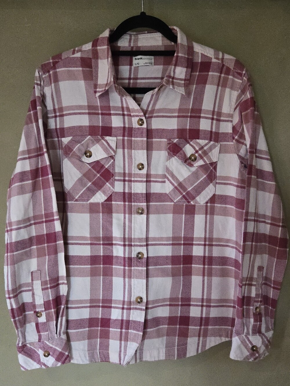 Frank & Oak | Organic Cotton Plaid Button-Up Shirt, Size L - Picture 2 of 6